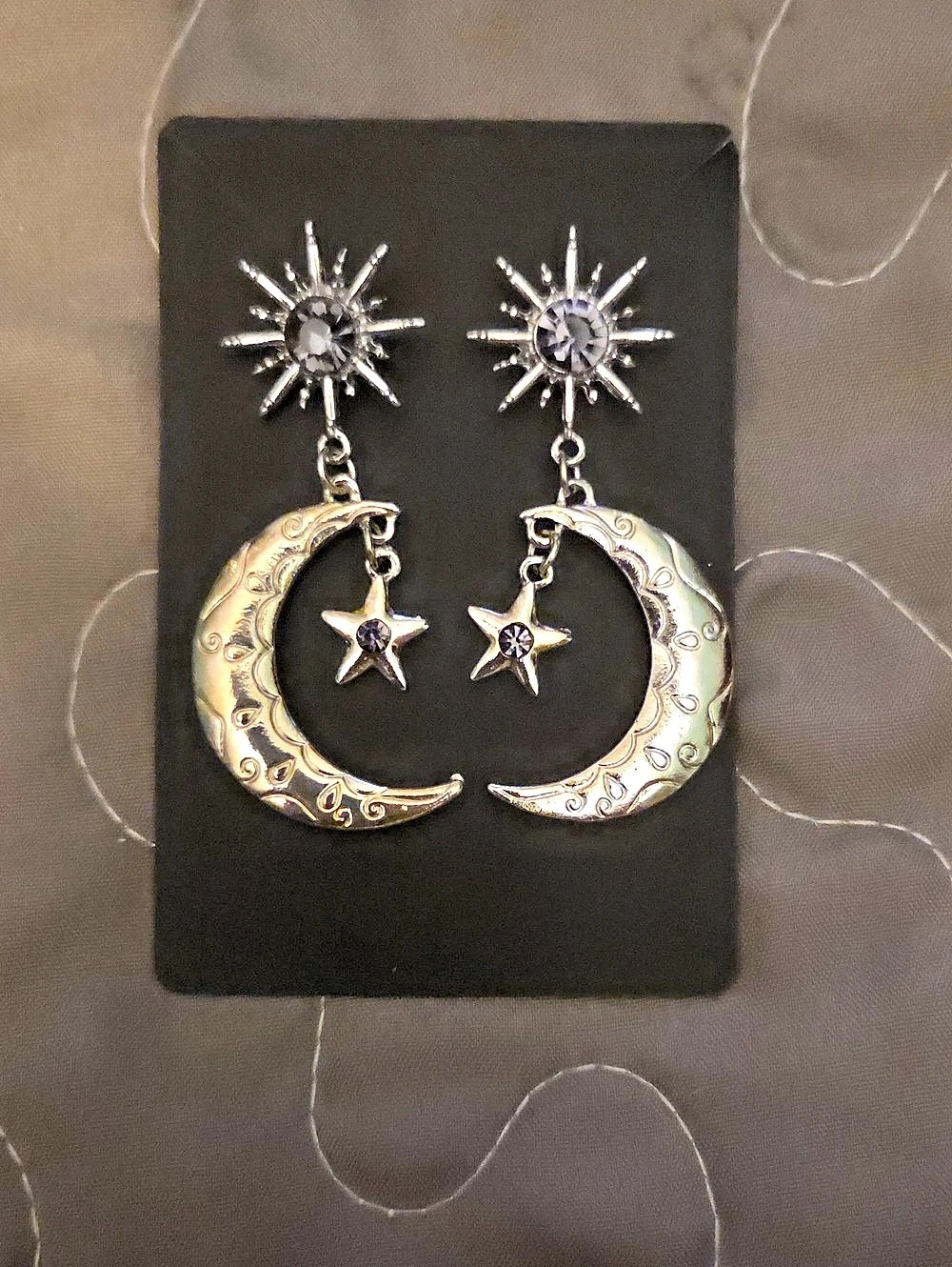 Celestial Crescent Moon Star Earrings